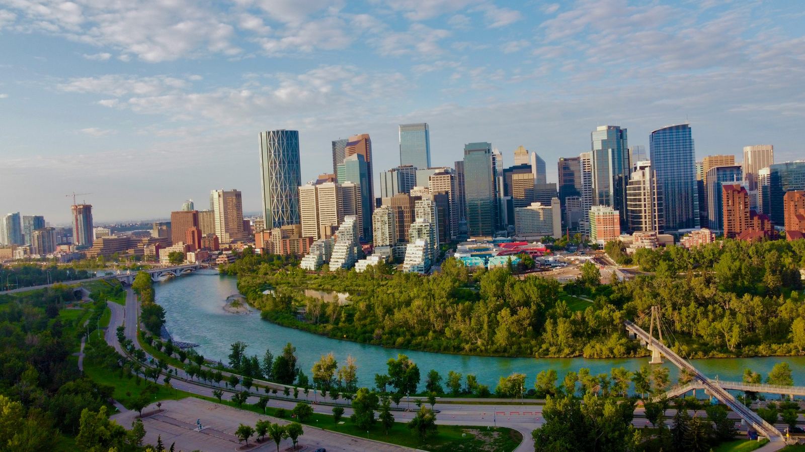 Calgary skyline along the river