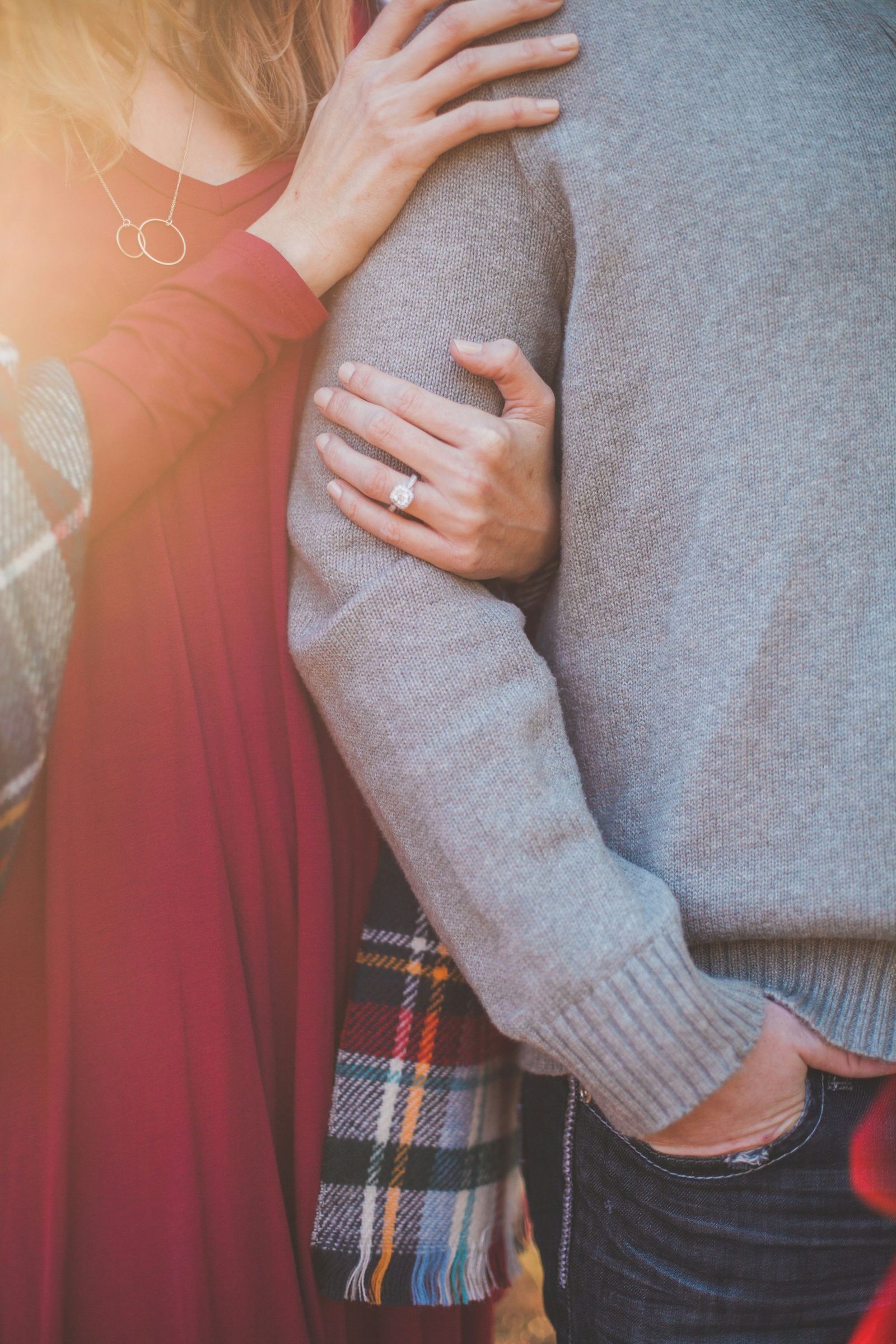 Couple standing close together